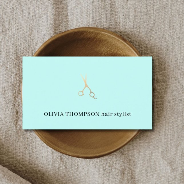 Minimalistisk blåfaux Guld-sax Visitkort (Skapare uppladdad)