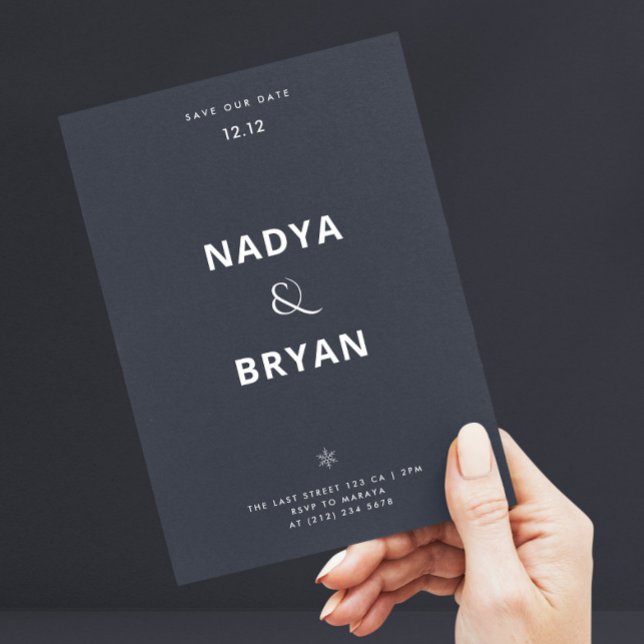 Minimalistisk blågrå QR-kod Vinterbröllop Inbjudningar (Skapare uppladdad)