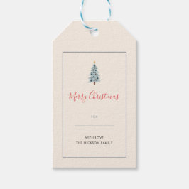 Minimalistisk blågrå rutig God Jul Presentetikett