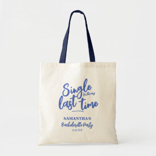 Minimalistisk blått Bachelorette Party Tote Bag Tygkasse