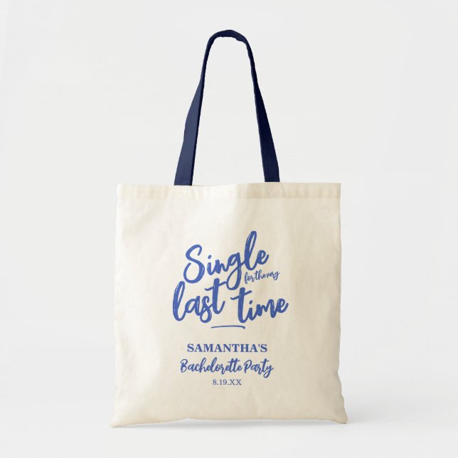 Minimalistisk blått Bachelorette Party Tote Bag Tygkasse (Framsidan)