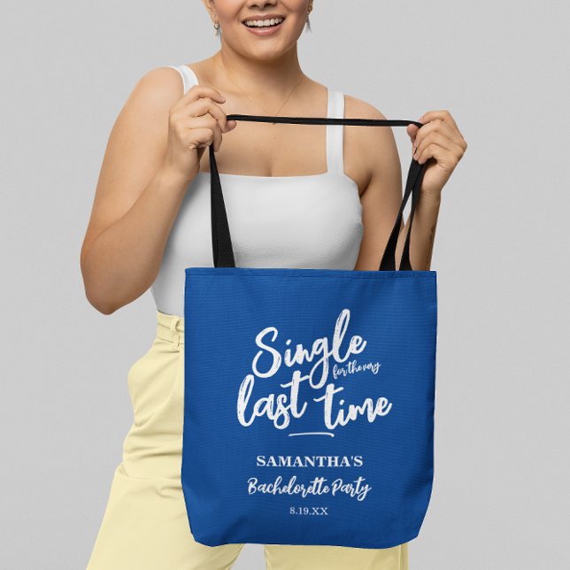 Minimalistisk blått Bachelorette Party Tote Bag Tygkasse (Skapare uppladdad)