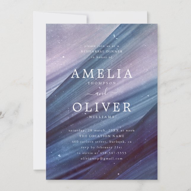 Minimalistisk blått och Lila-Abstrakt - repetition Inbjudningar (Framsida)