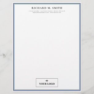 Minimalistisk blåvit Elegant med Logotyp Brevhuvud