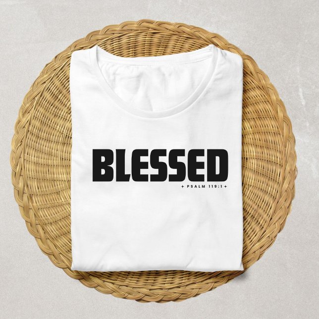 Minimalistisk BLESSAD  Psalm 119:1 Kristet förtroe T Shirt (Skapare uppladdad)