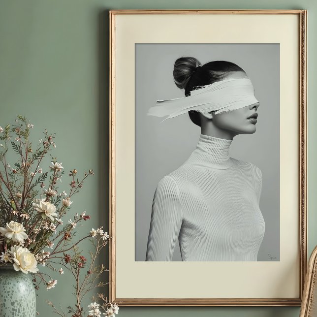 Minimalistisk Blindfold Porträtt Abstrakt Poster (Skapare uppladdad)