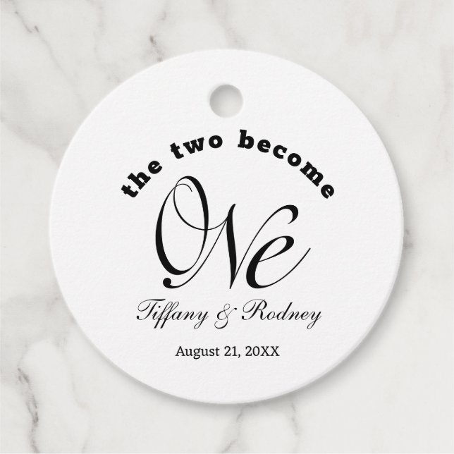 Minimalistisk blir de två en Bröllop Gåvor Etiketter (Framsida)