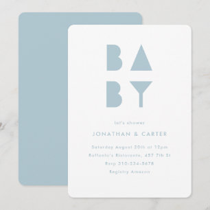 Minimalistisk block baby shower inbjudningar