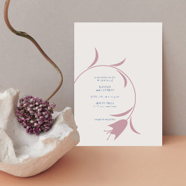 Minimalistisk blombröllop | Mauve och dammig blå Inbjudningar