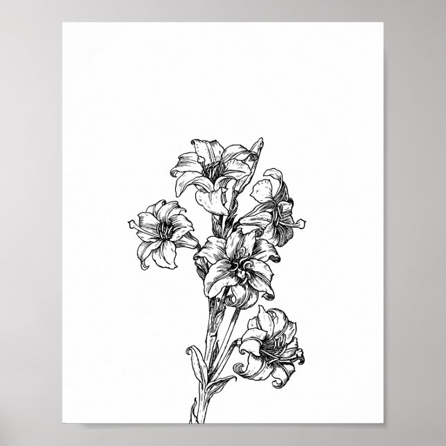 Minimalistisk blomillustration blomkonst poster (Framsidan)
