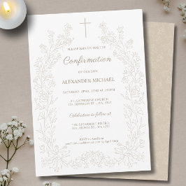 Minimalistisk blomkrukskorsbekräftelse inbjudningar