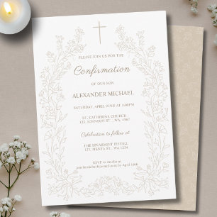 Minimalistisk blomkrukskorsbekräftelse inbjudningar