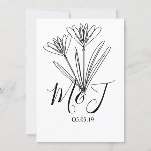 Minimalistisk blomlinjekonst Botanik Bröllop Inbjudningar