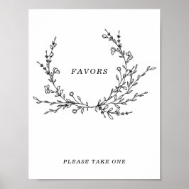 Minimalistisk blomlinjekonst presentfavoriter skyl poster