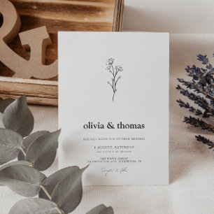 Minimalistisk Blomma Enkel Bröllop Inbjudningar