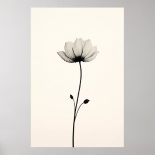 Minimalistisk blomma i svartvitt. poster
