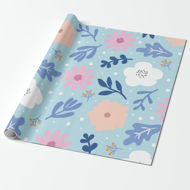 Minimalistisk blomma presentpapper (Utrullad)