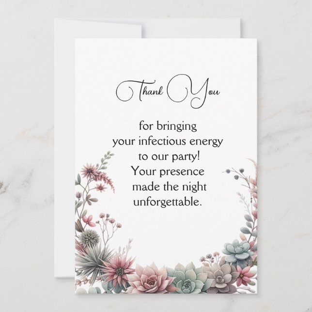 Minimalistisk Blomma Tack Kort (Framsida)