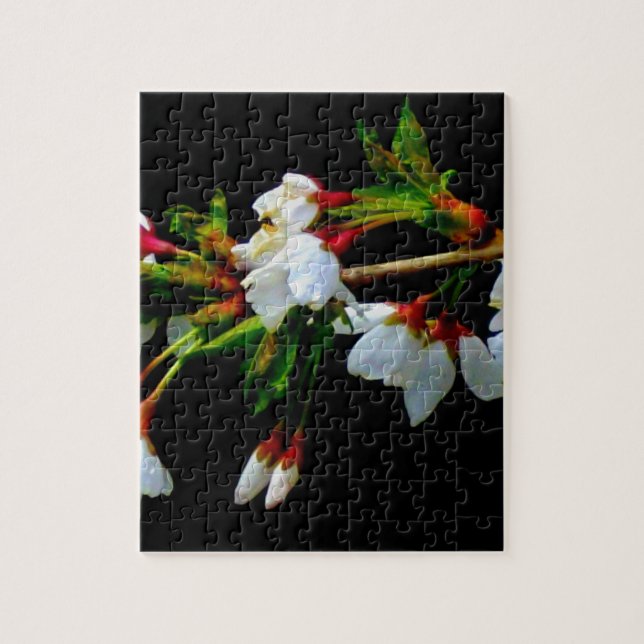 Minimalistisk Blommar för svart vit blommar Cherry Pussel (Vertikal)