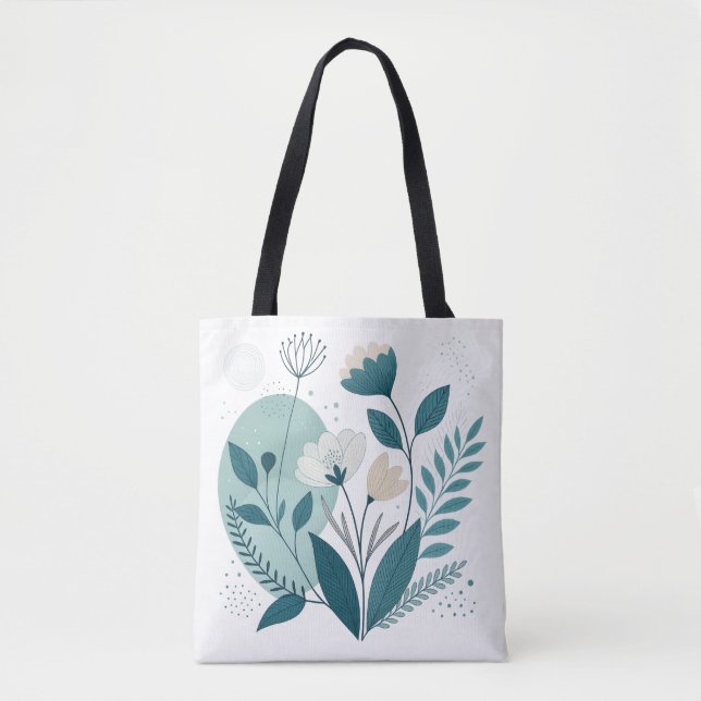 Minimalistisk blommig handväskor tygkasse (Framsida)