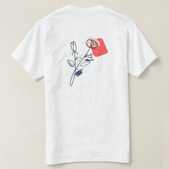 Minimalistisk blommig linjekonst T-shirt (Design baksida)