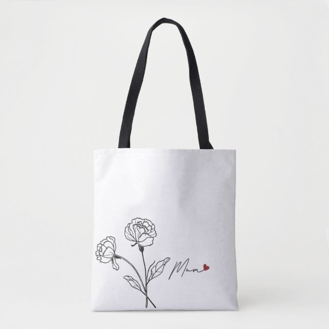 Minimalistisk blommig mormoderväska present tygkasse (Framsida)