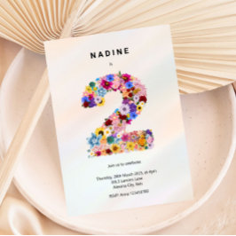 Minimalistisk Blommigt 2:a födelsedag Vår blommor Inbjudningar