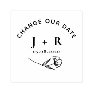 Minimalistisk blommigt ändrar datum för Monogram F Stämpel