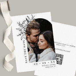 Minimalistisk Blommigt Arch Photo Black & White Br Spara Datumet