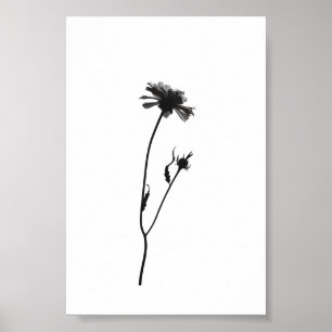 Minimalistisk Blommigt av Bläck-blomman i Abstrakt Poster