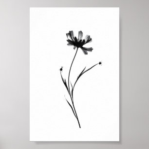 Minimalistisk Blommigt av Bläck-blomman i Abstrakt Poster
