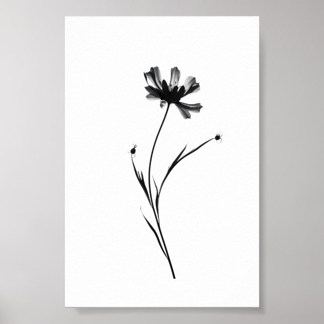 Minimalistisk Blommigt av Bläck-blomman i Abstrakt Poster (Framsidan)