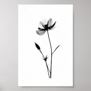 Minimalistisk Blommigt av Bläck-blomman i Abstrakt Poster