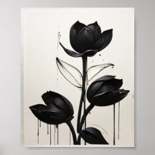 Minimalistisk Blommigt av Bläck-blomman i Abstrakt Poster
