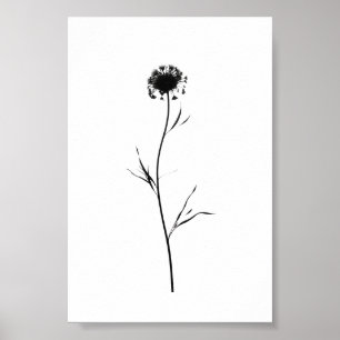 Minimalistisk Blommigt av Bläck-blomman i Abstrakt Poster
