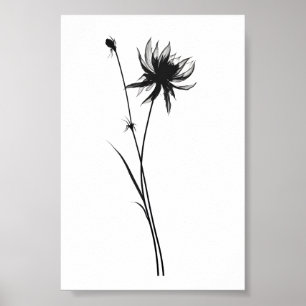 Minimalistisk Blommigt av Bläck-blomman i Abstrakt Poster