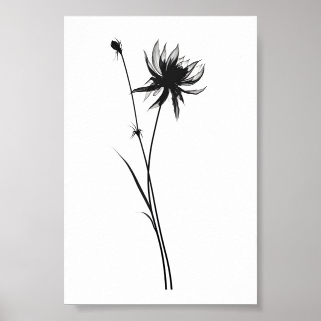 Minimalistisk Blommigt av Bläck-blomman i Abstrakt Poster (Framsidan)