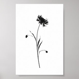 Minimalistisk Blommigt av Bläck-blomman i Abstrakt Poster