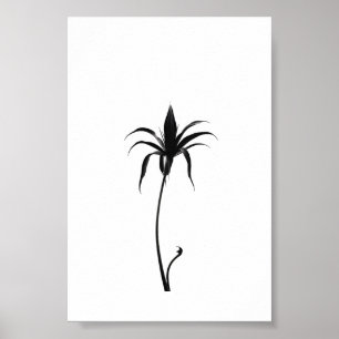 Minimalistisk Blommigt av Bläck-blomman i Abstrakt Poster