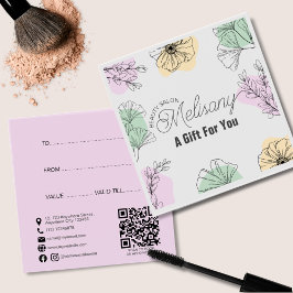 Minimalistisk Blommigt av modern Rosa Guld Grönt  Fyrkantigt Visitkort