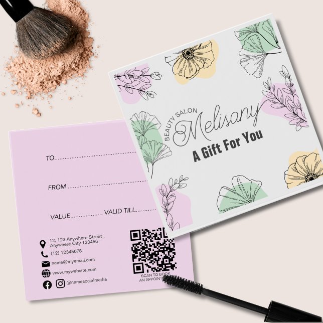 Minimalistisk Blommigt av modern Rosa Guld Grönt  Fyrkantigt Visitkort (Skapare uppladdad)