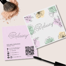 Minimalistisk Blommigt av modern Rosa Guld Grönt  Fyrkantigt Visitkort