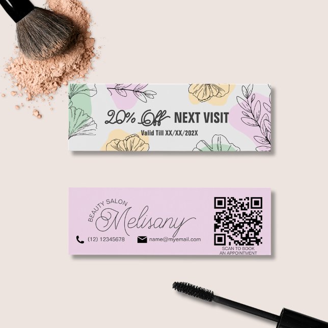 Minimalistisk Blommigt av modern Rosa Guld Grönt  Litet Visitkort (Skapare uppladdad)