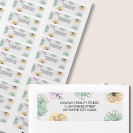 Minimalistisk Blommigt av modern Rosa Guld Grönt  Returadress Etikett