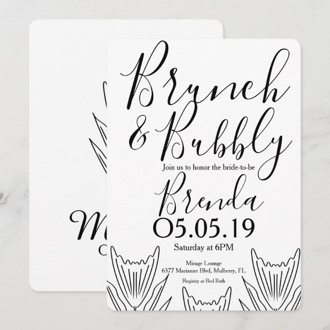 Minimalistisk Blommigt Botany Flower Line Art Bröl Inbjudningar (Fram/baksida)