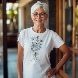 Minimalistisk Blommigt Bouquet T Shirt