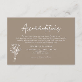 Minimalistisk Blommigt Bouquet Taupe-inkvartering Tilläggskort