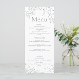 Minimalistisk Blommigt Bröllop Menu Meny