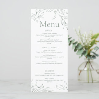 Minimalistisk Blommigt Bröllop Menu Meny