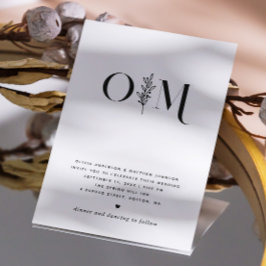 Minimalistisk Blommigt Bröllop | Svartvitt för ele Inbjudningar